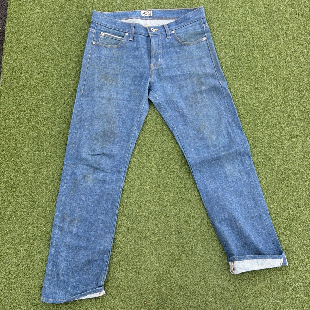 Naked & Famous Jeans Mens 33 Blue Royalcast Selvedge Denim Skinny Guy 016691